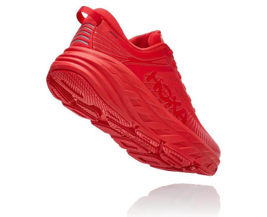 Hoka One One Running Shoes Mens Red - Bondi 7 - 95102OUCB